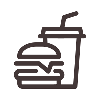 icona di bibita e hamburger