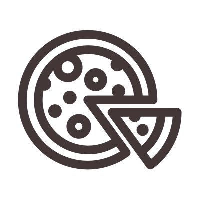 icona di una pizza con fetta tagliata